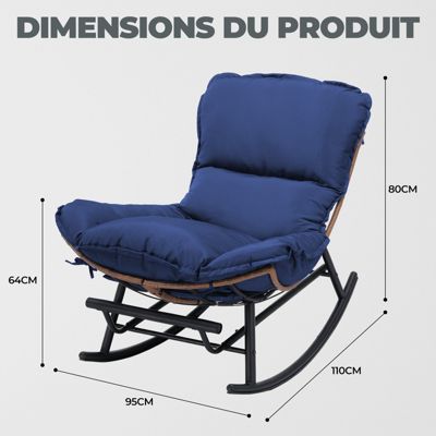 Fauteuil à Bascule, Fauteuil de Relaxation, Structure en Acier, Repose-Pieds Extensible, Coussin Amovible, Charge maximale 136 kg