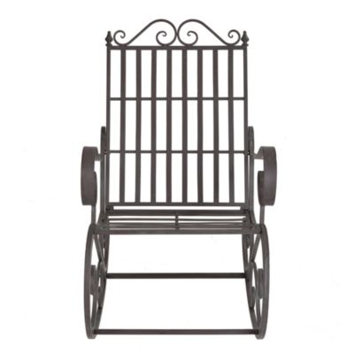 Fauteuil à Bascule Geraldton 92x59x90cm Vert Foncé Patine Grise Claire en.casa