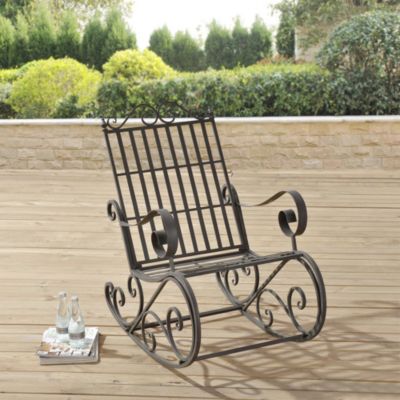 Fauteuil à Bascule Geraldton 92x59x90cm Vert Foncé Patine Grise Claire en.casa