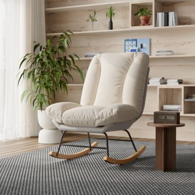 Fauteuil à bascule rembourré - avec dossier réglable, pour salon - chambre à coucher