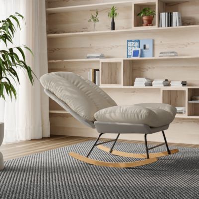 Fauteuil à bascule rembourré - avec dossier réglable, pour salon - chambre à coucher