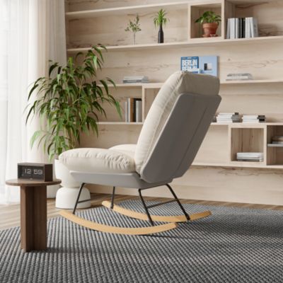 Fauteuil à bascule rembourré - avec dossier réglable, pour salon - chambre à coucher
