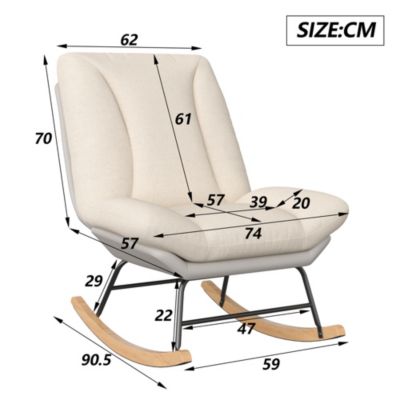 Fauteuil à bascule rembourré - avec dossier réglable, pour salon - chambre à coucher
