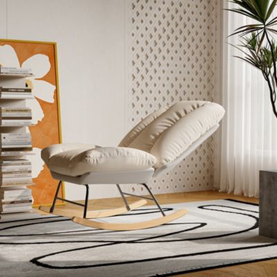 Fauteuil à bascule rembourré - avec dossier réglable, pour salon - chambre à coucher
