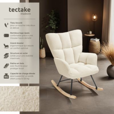 Fauteuil à bascule Rembourré avec revêtement en tissu bouclé Bouclé beige