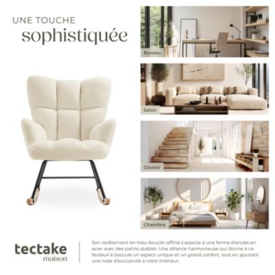 Fauteuil à bascule Rembourré avec revêtement en tissu bouclé Bouclé beige