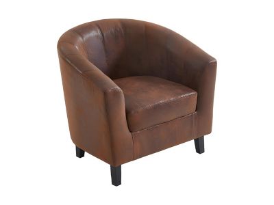 Fauteuil cabriolet en microfibre vieillie marron CRISTOBAL II