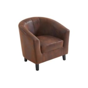 Fauteuil cabriolet en microfibre vieillie marron CRISTOBAL II