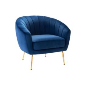 Fauteuil cabriolet en velours PABLITO - Bleu roi