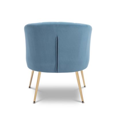 Fauteuil cabriolet NOA velours bleu gris et pieds dorés