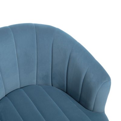 Fauteuil cabriolet NOA velours bleu gris et pieds dorés