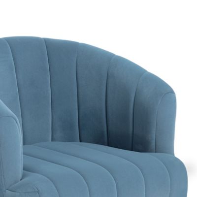 Fauteuil cabriolet NOA velours bleu gris et pieds dorés