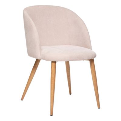 Chaise de bar en velours côtelé pieds imitation chêne CÉLESTE - Lin