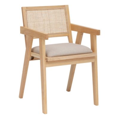 Fauteuil Chaise de table en Bois Naturel et Cannage en Rotin