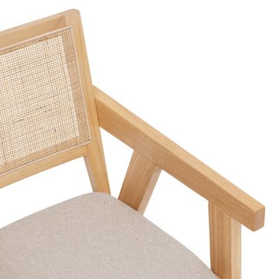 Fauteuil Chaise de table en Bois Naturel et Cannage en Rotin