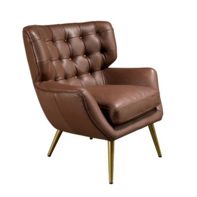 Fauteuil Chester cuir marron fonce 5165 - 85x84x85 cm
