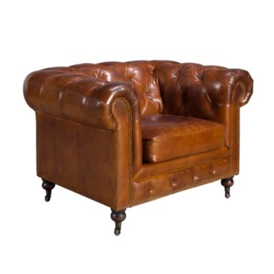 Fauteuil Chester en cuir brun cognac 5167 - 120x94x79 cm
