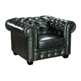 Fauteuil chesterfield BRENTON 100% cuir de buffle - Vert empire