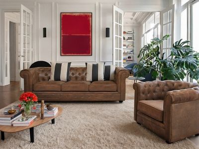 OFFER | Fauteuil Chesterfield brun tabac - VAMA Divani