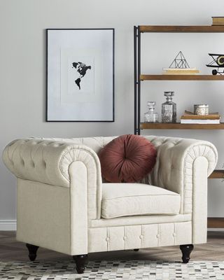 Fauteuil CHESTERFIELD Tissu Beige