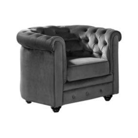 Fauteuil CHESTERFIELD - Velours anthracite