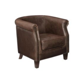 Fauteuil club 100% cuir vieilli ENGUERRAND