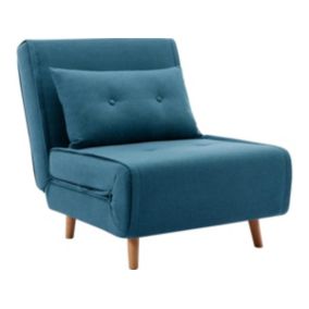 Fauteuil convertible en tissu bleu URIBIA