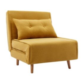 Fauteuil convertible en tissu jaune moutarde URIBIA