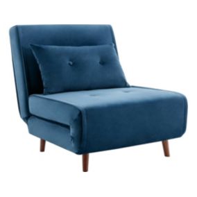 Fauteuil convertible en velours bleu nuit URIBIA