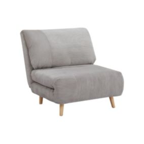 Fauteuil convertible en velours côtelé PALULA - Gris clair