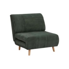 Fauteuil convertible en velours côtelé PALULA - Vert foncé