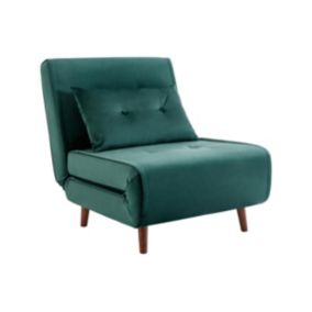 Fauteuil convertible en velours vert sapin URIBIA