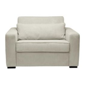 Fauteuil convertible express en velours côtelé beige - Couchage 100 cm - MONDOVI