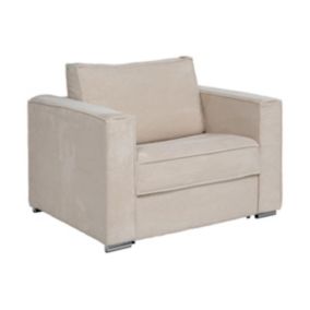 Fauteuil convertible express en velours côtelé beige - Couchage 70 cm -  Matelas 14 cm - LORETO