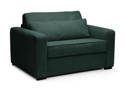 Fauteuil convertible express en velours côtelé vert - Couchage 100 cm - MONDOVI
