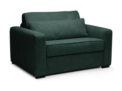Fauteuil convertible express en velours côtelé vert - Couchage 100 cm - MONDOVI