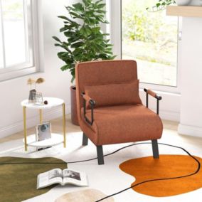 Fauteuil Convertible Lit 1 Place Dossier Réglable 6 Positions Oreiller Amovible