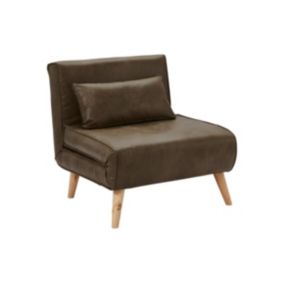 Fauteuil convertible POSIO en microfibre vieillie - Marron