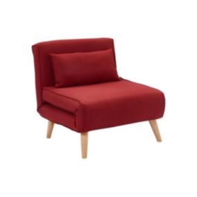 Fauteuil convertible POSIO en tissu - Rouge