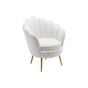 Fauteuil coquillage en tissu bouclette blanc LALEA