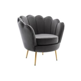 Fauteuil coquillage en velours anthracite DANDELION de Pascal Morabito