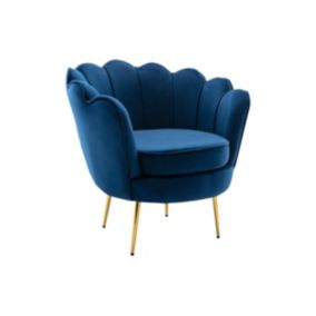 Fauteuil coquillage en velours bleu nuit DANDELION de Pascal Morabito