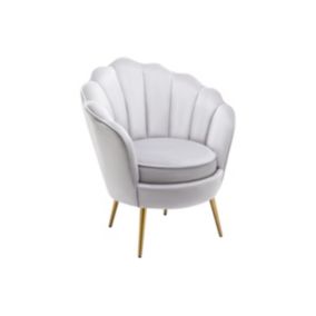 Fauteuil coquillage en velours gris clair LALEA