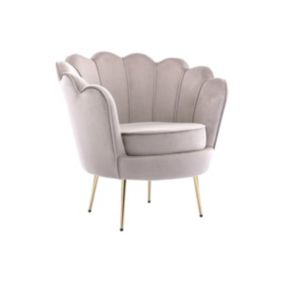 Fauteuil coquillage en velours taupe DANDELION de Pascal Morabito