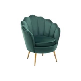 Fauteuil coquillage en velours vert LALEA