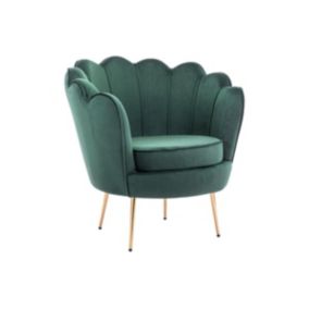 Fauteuil coquillage en velours vert sapin DANDELION de Pascal Morabito