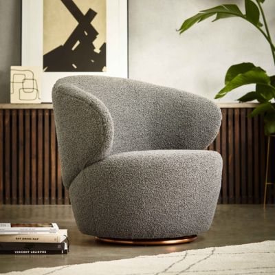 Fauteuil cosy en bouclette gris  Oviala