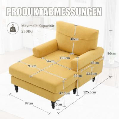 Fauteuil d'Appoint Moderne avec Accoudoirs Rembourrés et Poche Latérale, pour Salon ou Bureau, Pieds Bois Naturel, Jaune