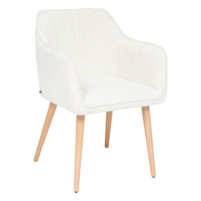 Fauteuil à dîner "Visoca" bouclette blanc - Atmosphera
