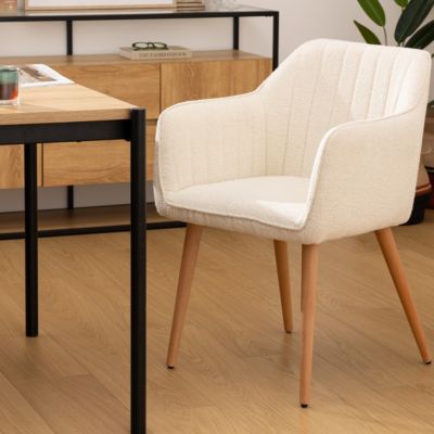 Fauteuil à dîner "Visoca" bouclette blanc - Atmosphera